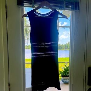 Bebe Black Sleeveless Sheath Midi Dress